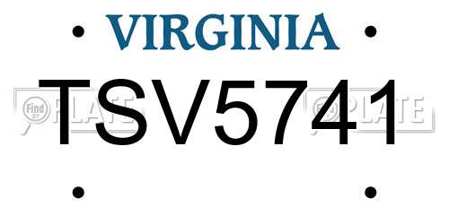 TSV5741 Virginia License Plate