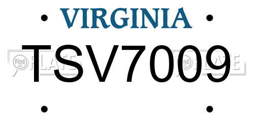 TSV7009 Virginia License Plate