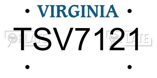 TSV7121 Virginia License Plate