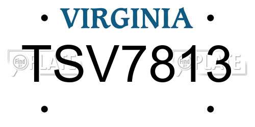 TSV7813 Virginia License Plate
