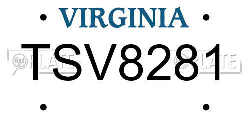 TSV8281 Virginia License Plate