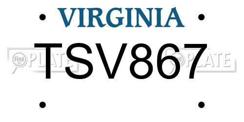 TSV867 Virginia License Plate