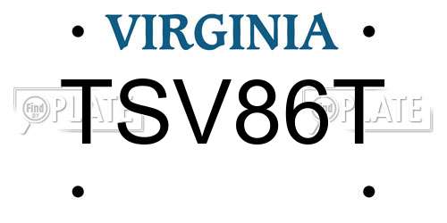 TSV86T Virginia License Plate