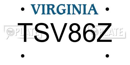 TSV86Z Virginia License Plate