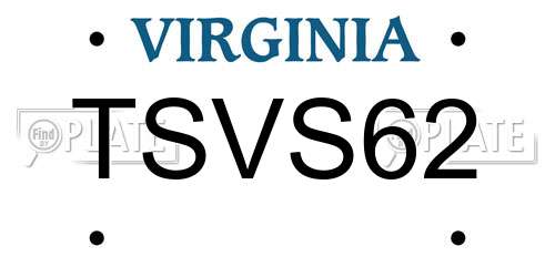 TSVS62 Virginia License Plate