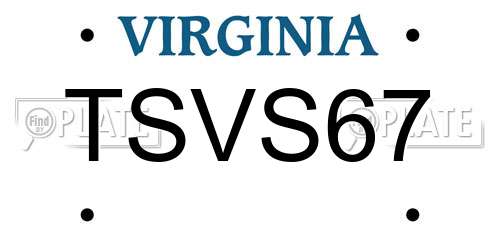 TSVS67 Virginia License Plate