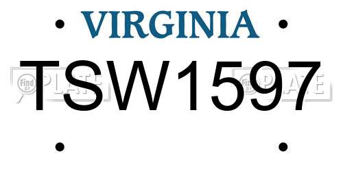 TSW1597 Virginia License Plate