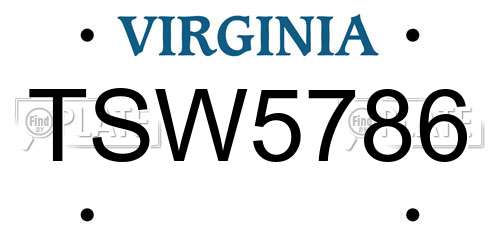 TSW5786 Virginia License Plate