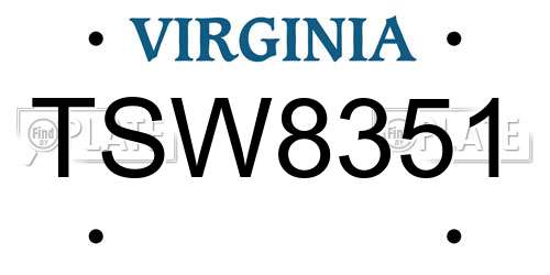 TSW8351 Virginia License Plate
