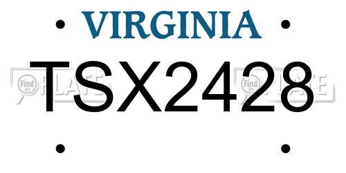 TSX2428 Virginia License Plate