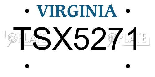 TSX5271 Virginia License Plate