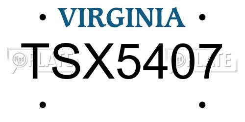 TSX5407 Virginia License Plate