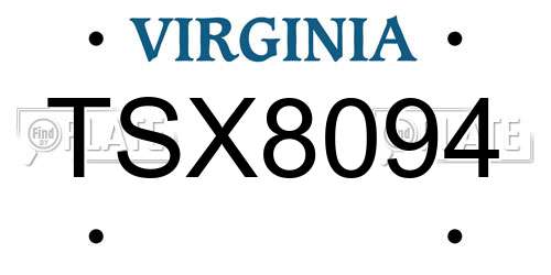 TSX8094 Virginia License Plate
