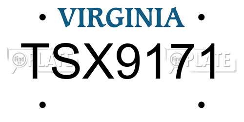 TSX9171 Virginia License Plate