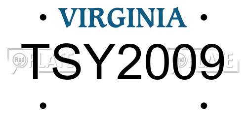 TSY2009 Virginia License Plate