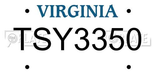 TSY3350 Virginia License Plate
