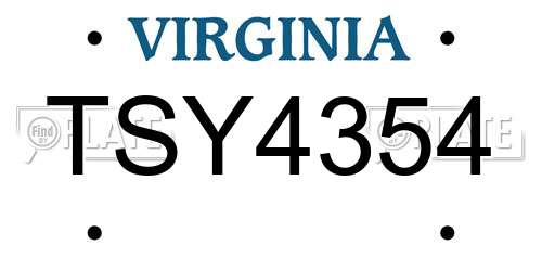 TSY4354 Virginia License Plate