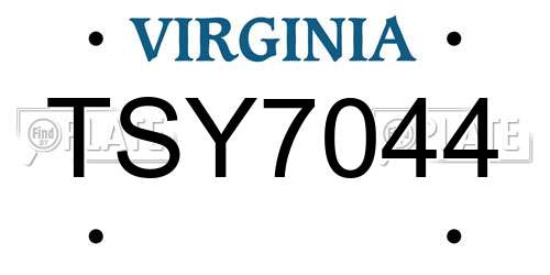 TSY7044 Virginia License Plate