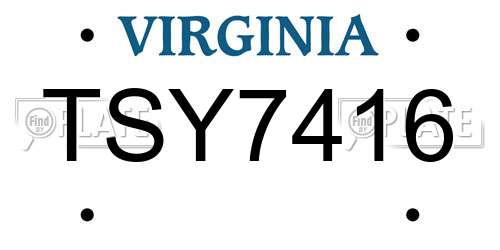TSY7416 Virginia License Plate