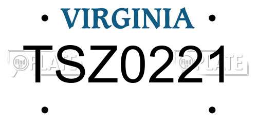 TSZ0221 Virginia License Plate