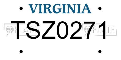 TSZ0271 Virginia License Plate