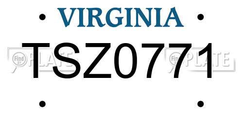 TSZ0771 Virginia License Plate
