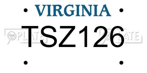 TSZ126 Virginia License Plate