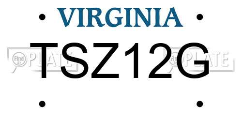 TSZ12G Virginia License Plate