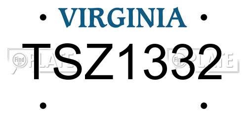 TSZ1332 Virginia License Plate