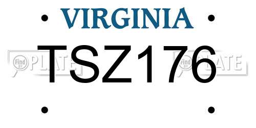 TSZ176 Virginia License Plate