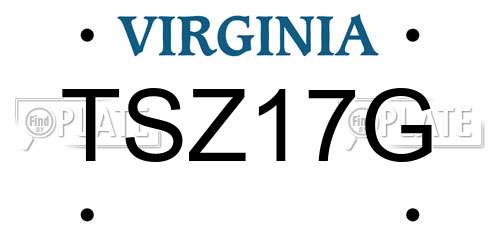 TSZ17G Virginia License Plate