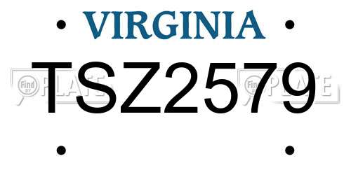 TSZ2579 Virginia License Plate