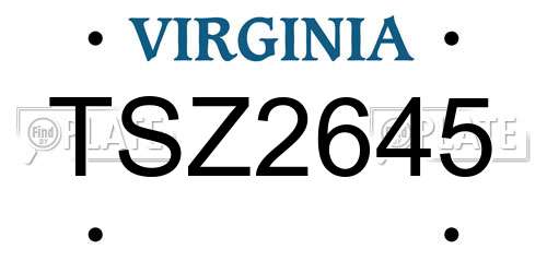 TSZ2645 Virginia License Plate