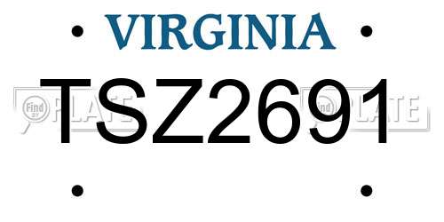 TSZ2691 Virginia License Plate