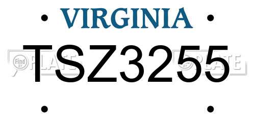 TSZ3255 Virginia License Plate