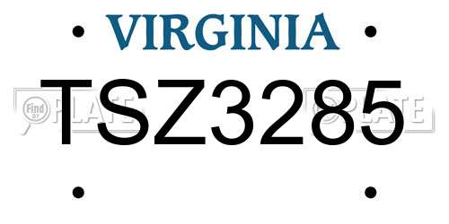 TSZ3285 Virginia License Plate