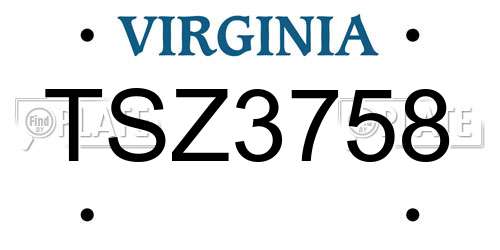 TSZ3758 Virginia License Plate