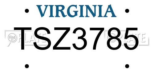 TSZ3785 Virginia License Plate