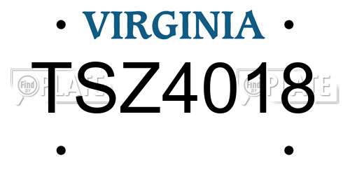 TSZ4018 Virginia License Plate