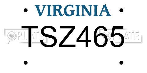 TSZ465 Virginia License Plate