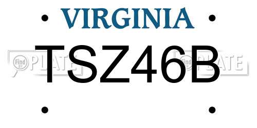 TSZ46B Virginia License Plate