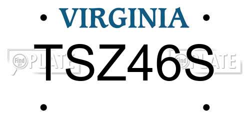 TSZ46S Virginia License Plate