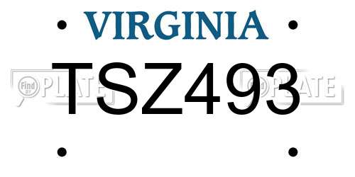 TSZ493 Virginia License Plate