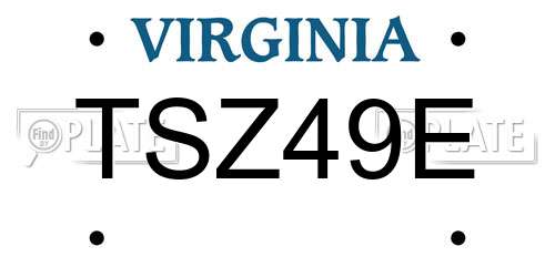 TSZ49E Virginia License Plate