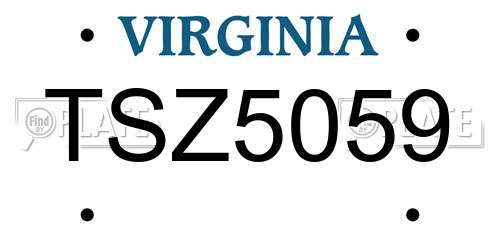TSZ5059 Virginia License Plate