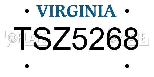TSZ5268 Virginia License Plate