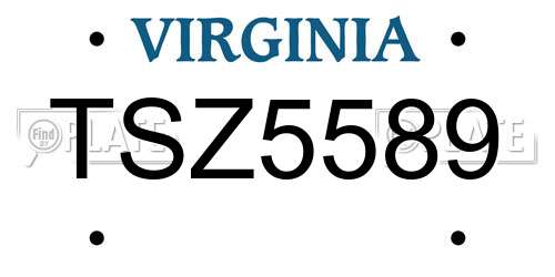 TSZ5589 Virginia License Plate