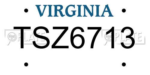 TSZ6713 Virginia License Plate