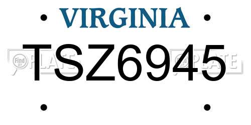 TSZ6945 Virginia License Plate