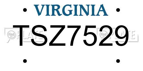 TSZ7529 Virginia License Plate